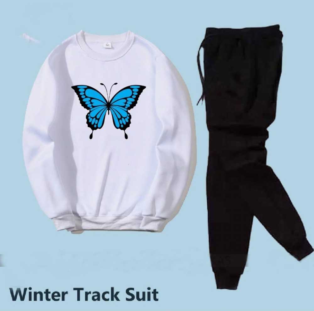 Women’s Butterfly Print Fleece Winter Tracksuit