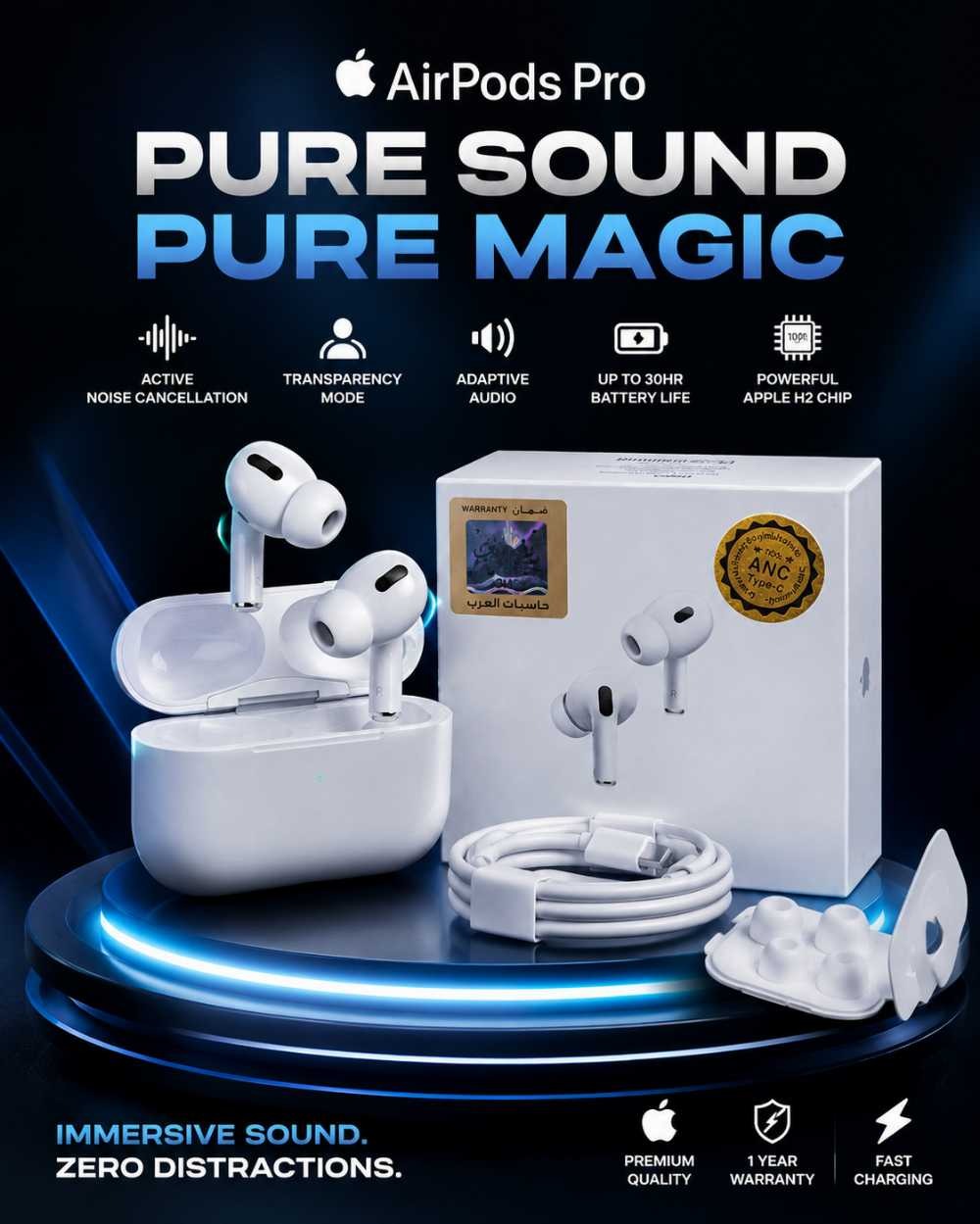 ANC TWS Wireless Earbuds with Type-C Charging