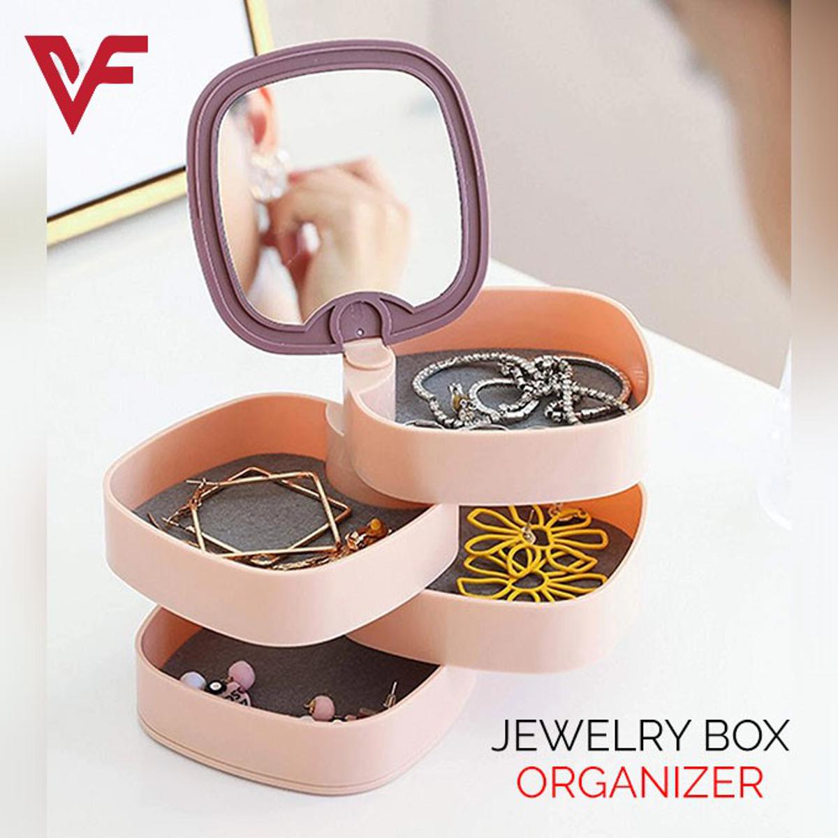 360° Rotating 4-Layer Jewelry Organizer with Mirror